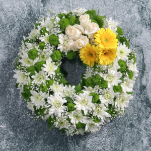 Wreath of Yellow Gerberas and Roses